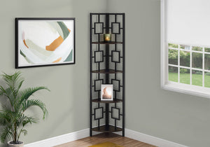 I 3612 Étagère À Livres, Étagère, Étagère, Coin, 4 Niveaux, 62"h, Bureau, Chambre À Coucher, Métal, Stratifié, Brun, Noir, Contemporain, Moderne - Simple Boutique