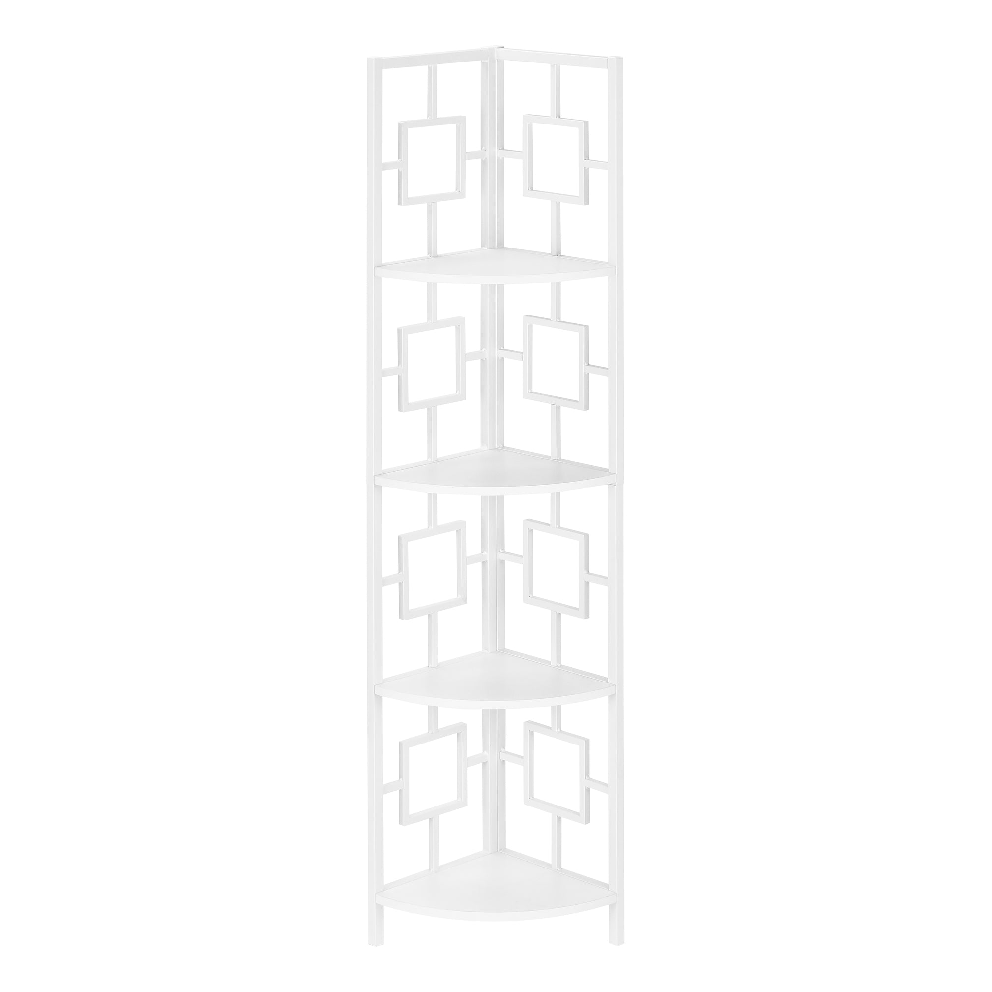 I 3613 Étagère À Livres, Étagère, Étagère, Coin, 4 Niveaux, 62"h, Bureau, Chambre À Coucher, Métal, Stratifié, Blanc, Contemporain, Moderne - Simple Boutique
