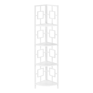 I 3613 Étagère À Livres, Étagère, Étagère, Coin, 4 Niveaux, 62"h, Bureau, Chambre À Coucher, Métal, Stratifié, Blanc, Contemporain, Moderne - Simple Boutique