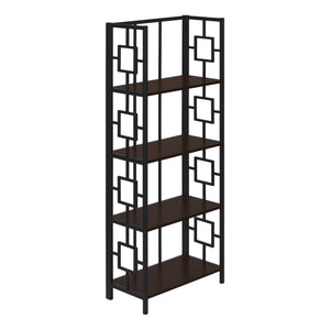 I 3617 Étagère À Livres, Étagère, Étagère, 4 Niveaux, 62"h, Bureau, Chambre À Coucher, Métal, Stratifié, Brun, Noir, Contemporain, Moderne - Simple Boutique
