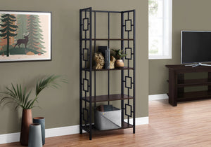 I 3617 Étagère À Livres, Étagère, Étagère, 4 Niveaux, 62"h, Bureau, Chambre À Coucher, Métal, Stratifié, Brun, Noir, Contemporain, Moderne - Simple Boutique