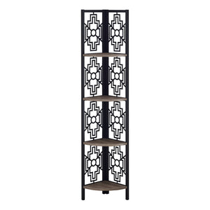 I 3621 Étagère À Livres, Étagère, Étagère, Coin, 4 Niveaux, 62"h, Bureau, Chambre À Coucher, Métal, Stratifié, Brun, Noir, Transitionnel - Simple Boutique