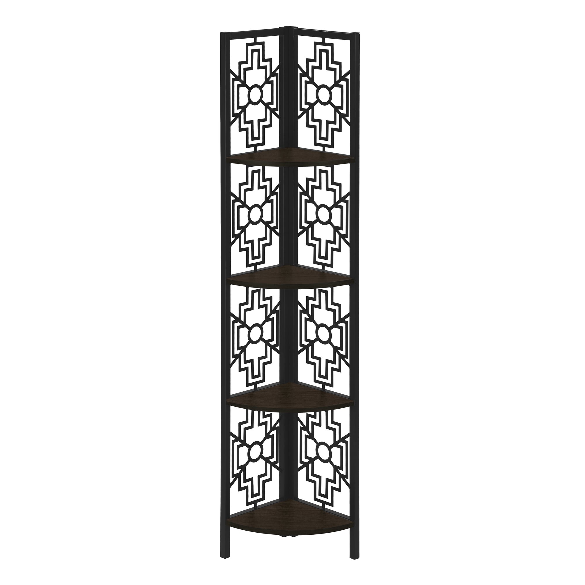 I 3622 Étagère À Livres, Étagère, Étagère, Coin, 4 Niveaux, 62"h, Bureau, Chambre À Coucher, Métal, Stratifié, Brun, Noir, Transitionnel - Simple Boutique