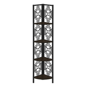 I 3622 Étagère À Livres, Étagère, Étagère, Coin, 4 Niveaux, 62"h, Bureau, Chambre À Coucher, Métal, Stratifié, Brun, Noir, Transitionnel - Simple Boutique