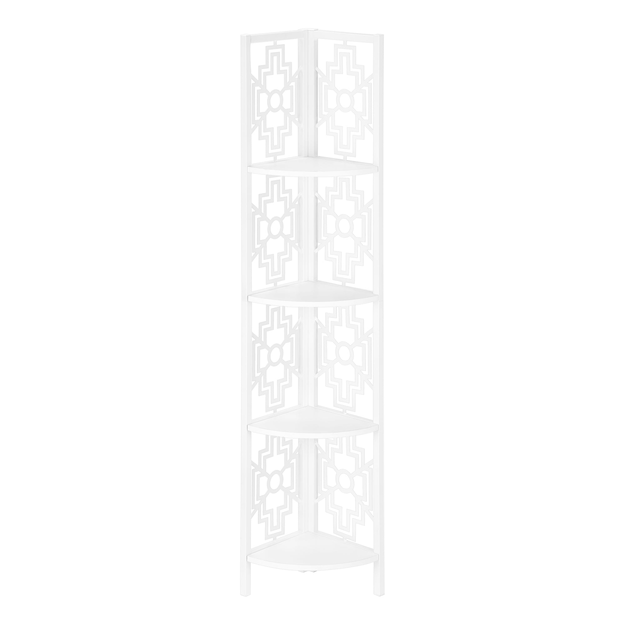 I 3623 Étagère À Livres, Étagère, Étagère, Coin, 4 Niveaux, 62"h, Bureau, Chambre À Coucher, Métal, Stratifié, Blanc, Transitionnel - Simple Boutique
