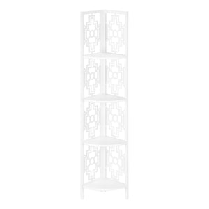 I 3623 Étagère À Livres, Étagère, Étagère, Coin, 4 Niveaux, 62"h, Bureau, Chambre À Coucher, Métal, Stratifié, Blanc, Transitionnel - Simple Boutique