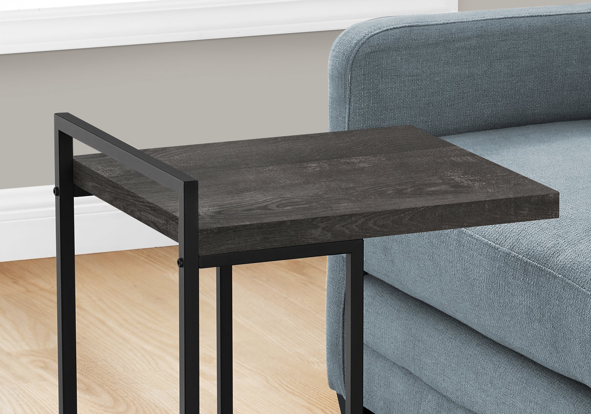 I 3633 Table D'appoint, En Forme De C, Bout, Côté, Collation, Salon, Chambre À Coucher, Métal, Stratifié, Noir, Contemporain, Moderne - Simple Boutique