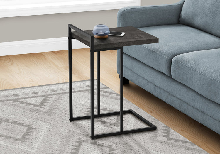I 3633 Table D'appoint, En Forme De C, Bout, Côté, Collation, Salon, Chambre À Coucher, Métal, Stratifié, Noir, Contemporain, Moderne - Simple Boutique