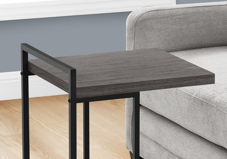 I 3634 Table D'appoint, En Forme De C, Bout, Côté, Collation, Salon, Chambre À Coucher, Métal, Stratifié, Gris, Noir, Contemporain, Moderne - Simple Boutique
