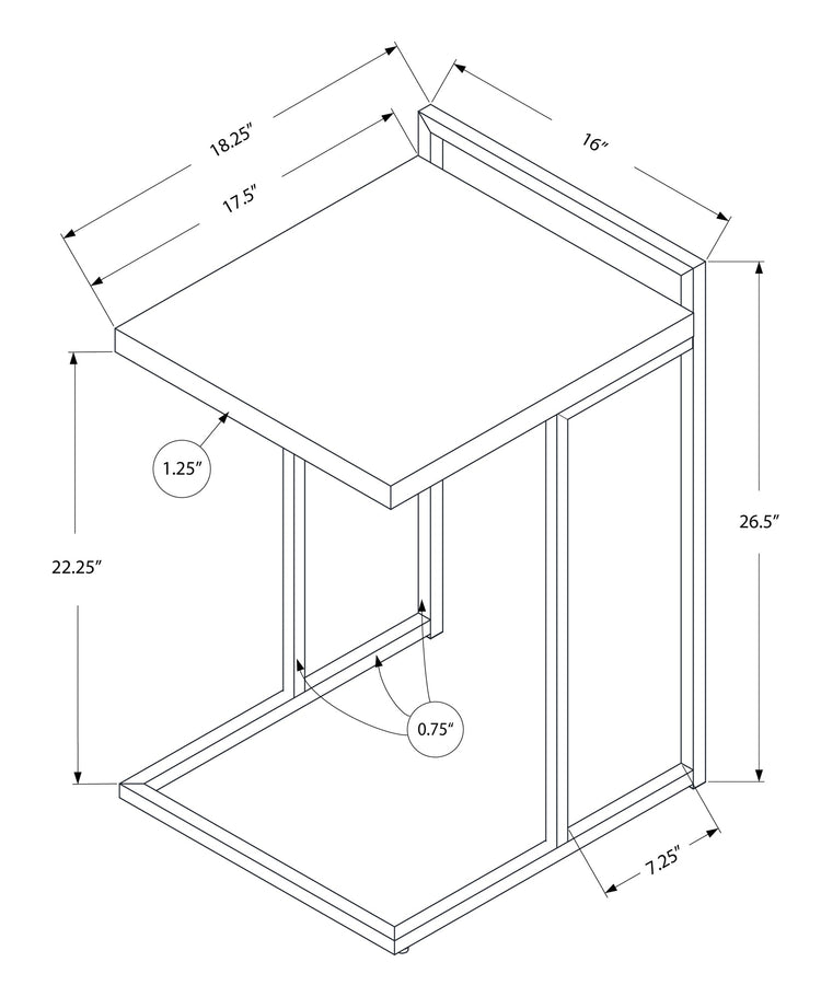 I 3635 Table D'appoint, En Forme De C, Bout, Côté, Collation, Salon, Chambre À Coucher, Métal, Stratifié, Brun, Noir, Contemporain, Moderne - Simple Boutique