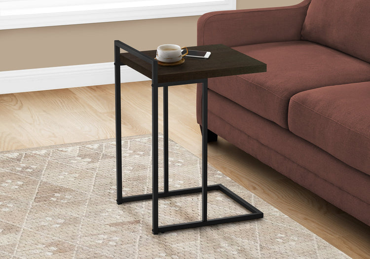 I 3635 Table D'appoint, En Forme De C, Bout, Côté, Collation, Salon, Chambre À Coucher, Métal, Stratifié, Brun, Noir, Contemporain, Moderne - Simple Boutique