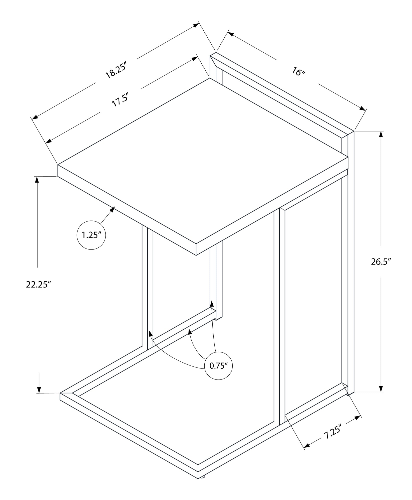 I 3636 Table D'appoint, En Forme De C, Bout, Côté, Collation, Salon, Chambre À Coucher, Métal, Stratifié, Blanc Lustré, Chrome, Contemporain, Moderne - Simple Boutique