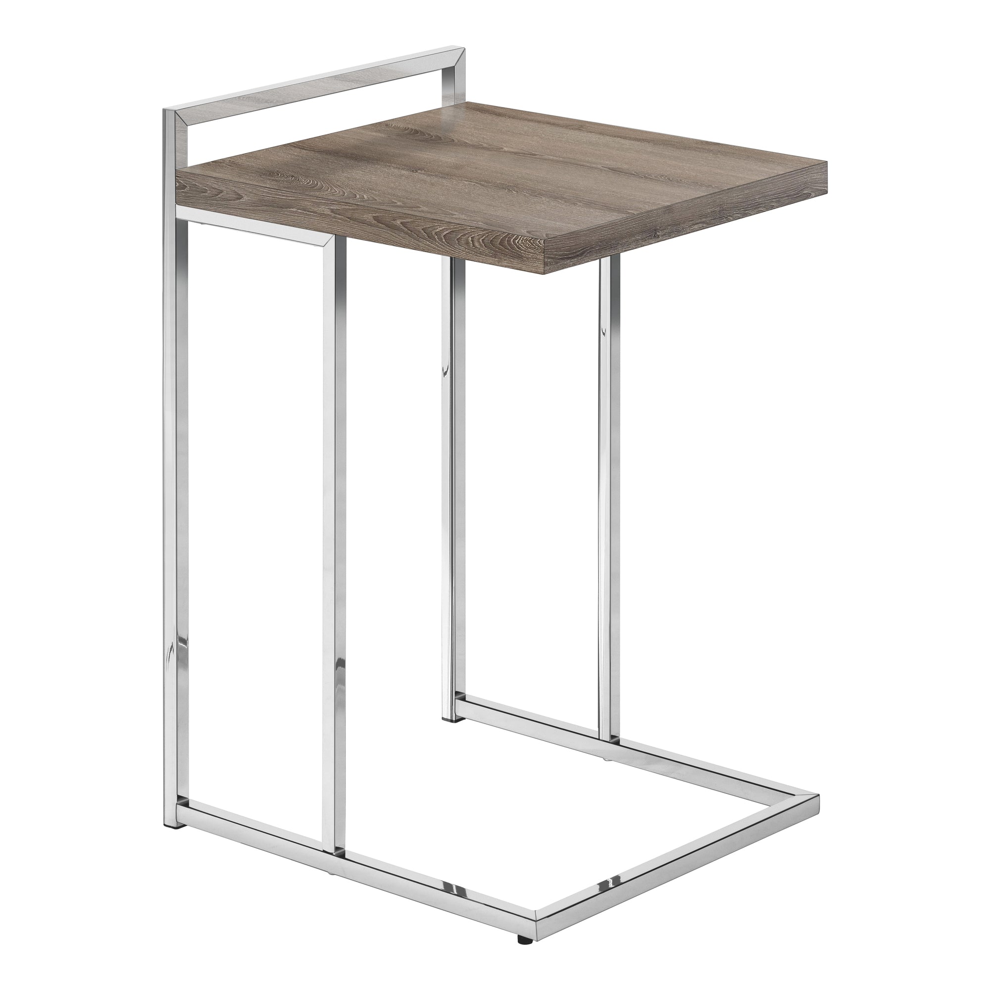I 3638 Table D'appoint, En Forme De C, Bout, Côté, Collation, Salon, Chambre À Coucher, Métal, Stratifié, Brun, Chrome, Contemporain, Moderne - Simple Boutique
