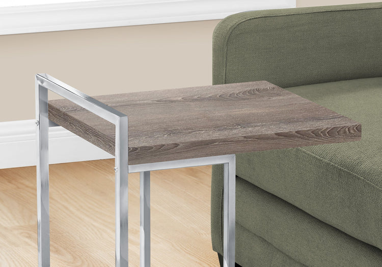 I 3638 Table D'appoint, En Forme De C, Bout, Côté, Collation, Salon, Chambre À Coucher, Métal, Stratifié, Brun, Chrome, Contemporain, Moderne - Simple Boutique