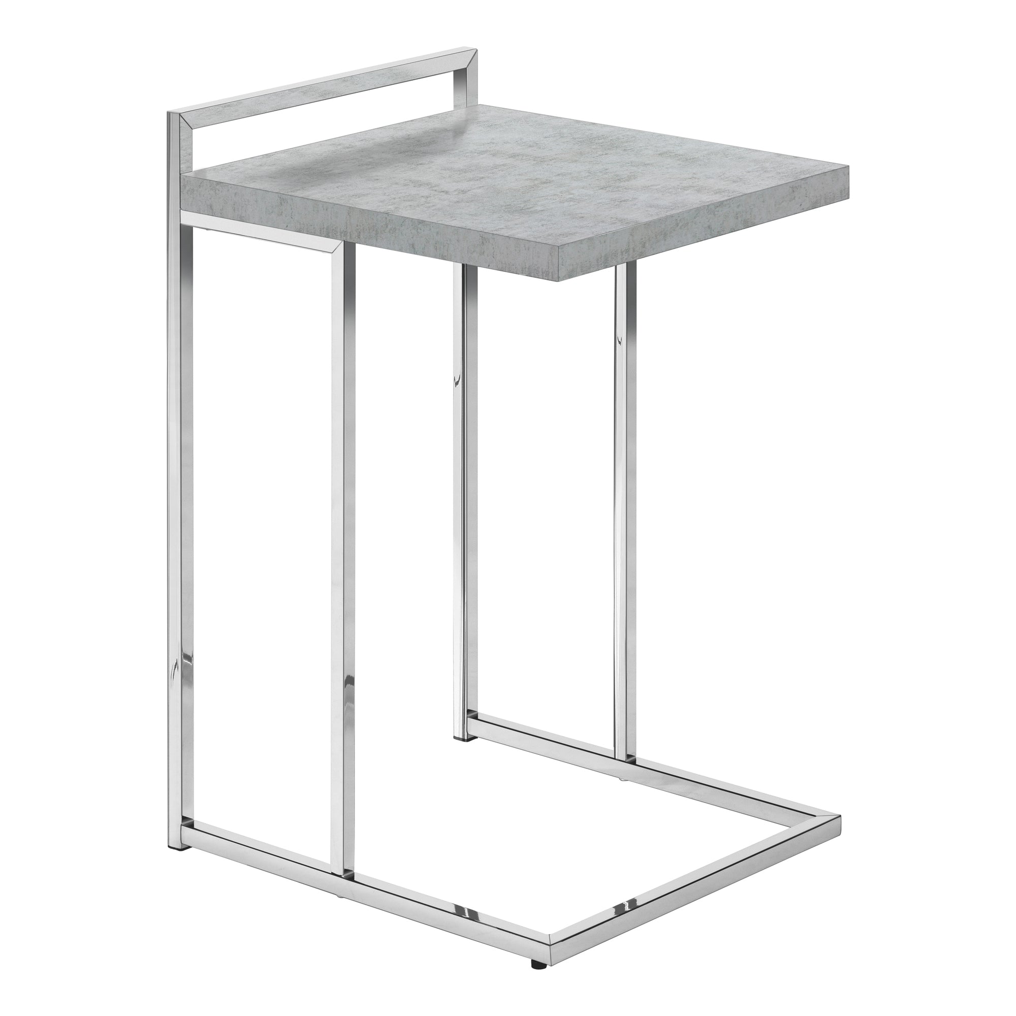 I 3639 Table D'appoint, En Forme De C, Bout, Côté, Collation, Salon, Chambre À Coucher, Métal, Stratifié, Gris, Chrome, Contemporain, Moderne - Simple Boutique