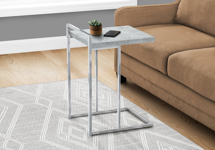 I 3639 Table D'appoint, En Forme De C, Bout, Côté, Collation, Salon, Chambre À Coucher, Métal, Stratifié, Gris, Chrome, Contemporain, Moderne - Simple Boutique