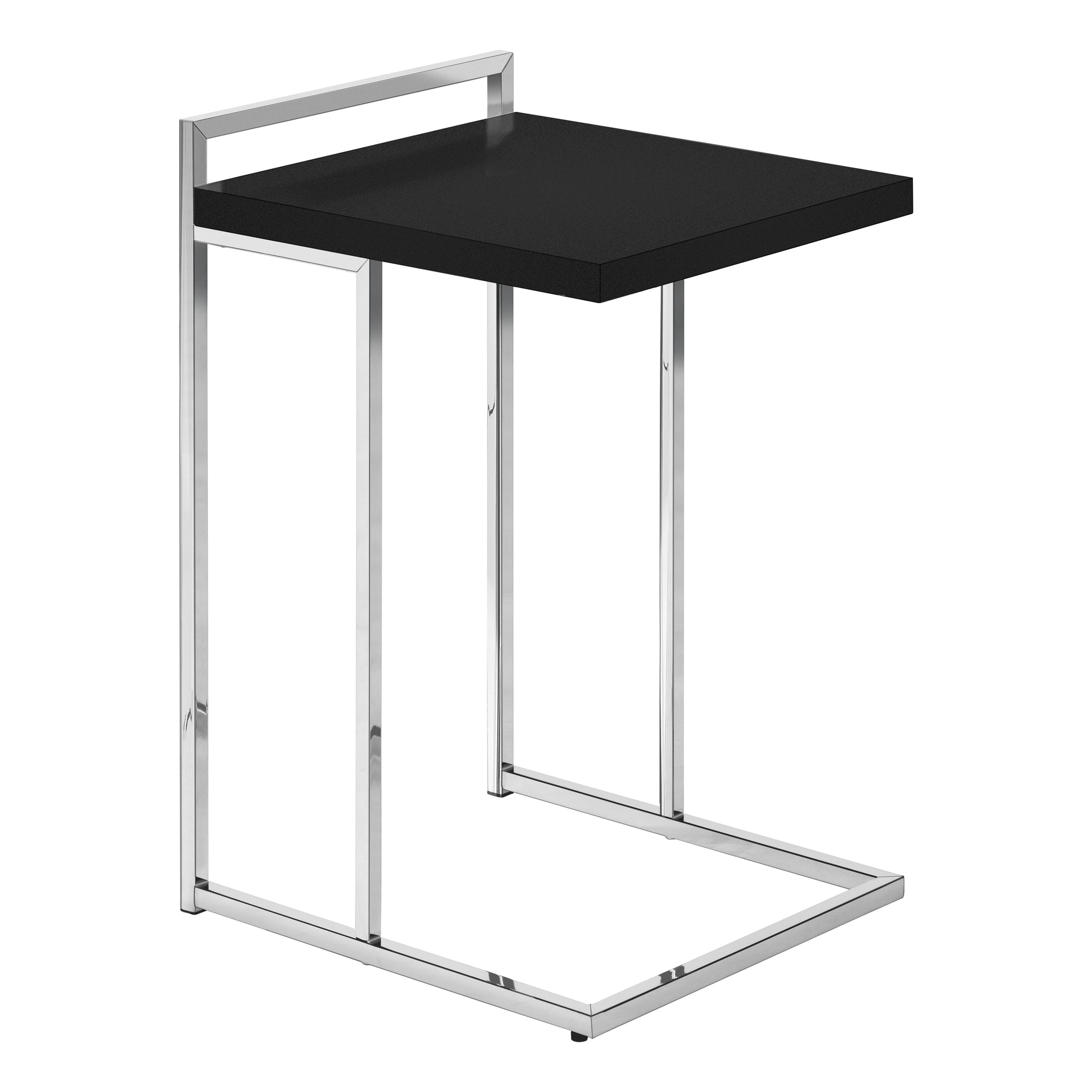 I 3640 Table D'appoint, En Forme De C, Bout, Côté, Collation, Salon, Chambre À Coucher, Métal, Stratifié, Noir, Chrome, Contemporain, Moderne - Simple Boutique