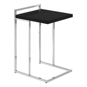 I 3640 Table D'appoint, En Forme De C, Bout, Côté, Collation, Salon, Chambre À Coucher, Métal, Stratifié, Noir, Chrome, Contemporain, Moderne - Simple Boutique