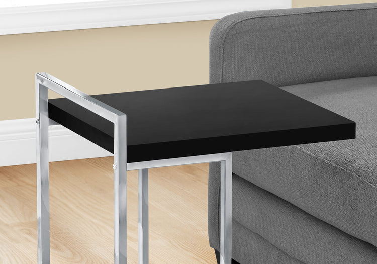 I 3640 Table D'appoint, En Forme De C, Bout, Côté, Collation, Salon, Chambre À Coucher, Métal, Stratifié, Noir, Chrome, Contemporain, Moderne - Simple Boutique