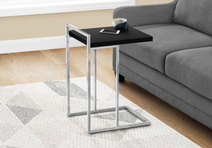 I 3640 Table D'appoint, En Forme De C, Bout, Côté, Collation, Salon, Chambre À Coucher, Métal, Stratifié, Noir, Chrome, Contemporain, Moderne - Simple Boutique