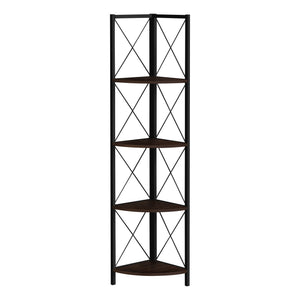 I 3645 Étagère À Livres, Étagère, Étagère, Coin, 4 Niveaux, 60"h, Bureau, Chambre À Coucher, Métal, Stratifié, Brun, Noir, Contemporain, Moderne - Simple Boutique