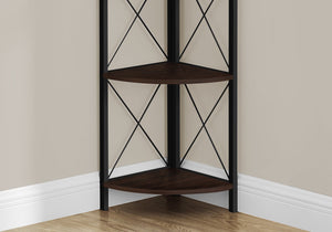 I 3645 Étagère À Livres, Étagère, Étagère, Coin, 4 Niveaux, 60"h, Bureau, Chambre À Coucher, Métal, Stratifié, Brun, Noir, Contemporain, Moderne - Simple Boutique