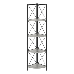 I 3647 Étagère À Livres, Étagère, Étagère, Coin, 4 Niveaux, 60"h, Bureau, Chambre À Coucher, Métal, Stratifié, Gris, Noir, Contemporain, Moderne - Simple Boutique
