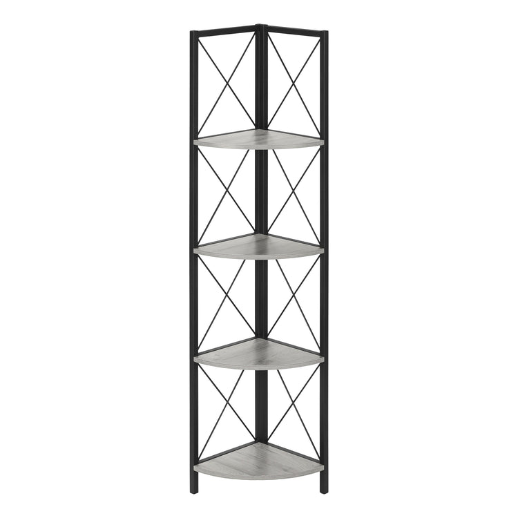 I 3647 Étagère À Livres, Étagère, Étagère, Coin, 4 Niveaux, 60"h, Bureau, Chambre À Coucher, Métal, Stratifié, Gris, Noir, Contemporain, Moderne - Simple Boutique