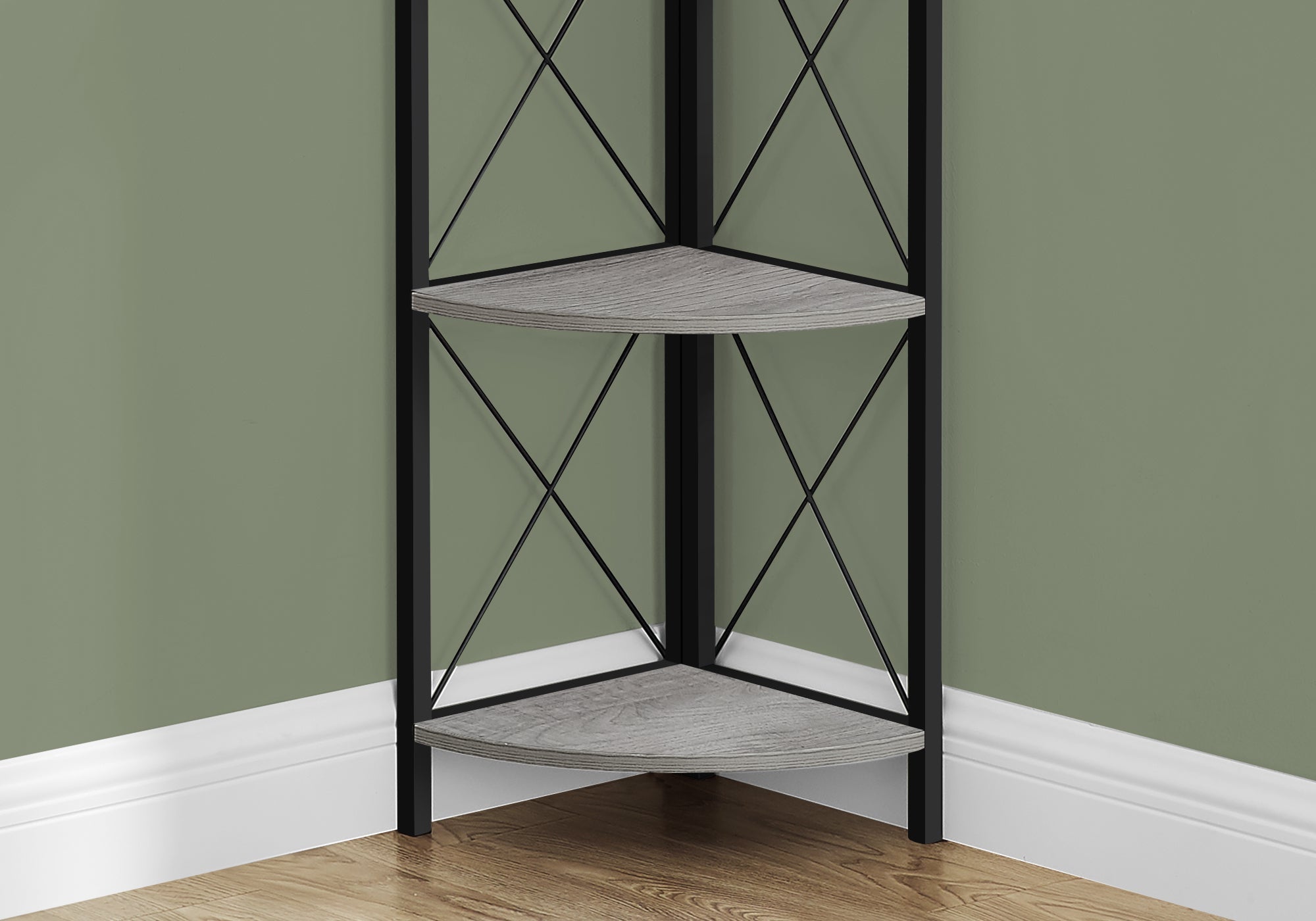 I 3647 Étagère À Livres, Étagère, Étagère, Coin, 4 Niveaux, 60"h, Bureau, Chambre À Coucher, Métal, Stratifié, Gris, Noir, Contemporain, Moderne - Simple Boutique