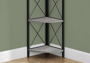 I 3647 Étagère À Livres, Étagère, Étagère, Coin, 4 Niveaux, 60"h, Bureau, Chambre À Coucher, Métal, Stratifié, Gris, Noir, Contemporain, Moderne - Simple Boutique