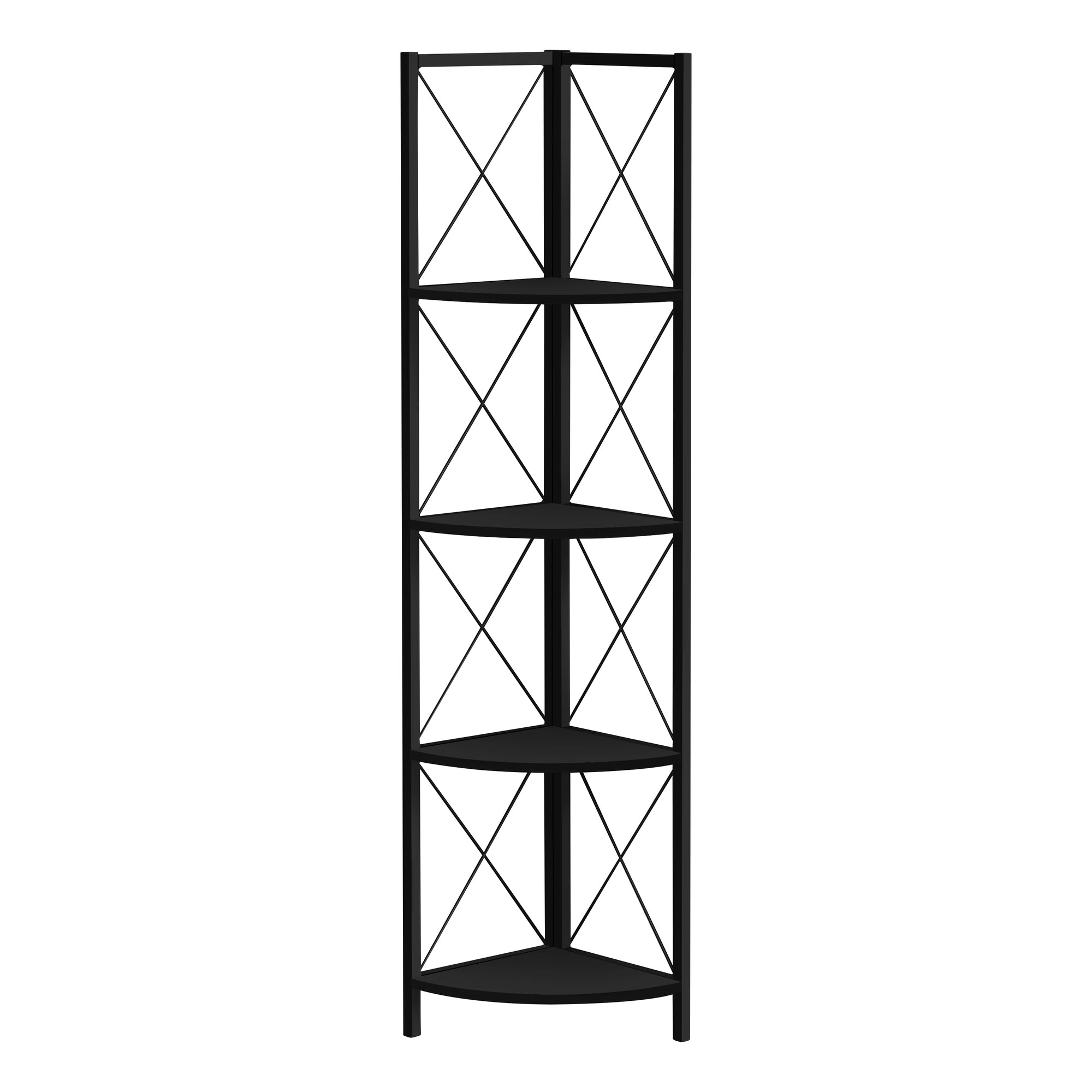 I 3649 Étagère À Livres, Étagère, Étagère, Coin, 4 Niveaux, 60"h, Bureau, Chambre À Coucher, Métal, Stratifié, Noir, Contemporain, Moderne - Simple Boutique