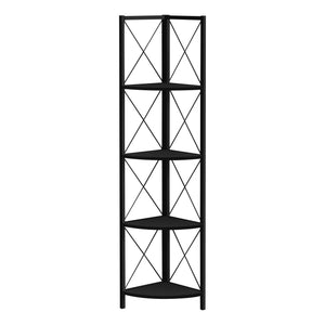 I 3649 Étagère À Livres, Étagère, Étagère, Coin, 4 Niveaux, 60"h, Bureau, Chambre À Coucher, Métal, Stratifié, Noir, Contemporain, Moderne - Simple Boutique