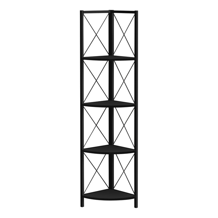 I 3649 Étagère À Livres, Étagère, Étagère, Coin, 4 Niveaux, 60"h, Bureau, Chambre À Coucher, Métal, Stratifié, Noir, Contemporain, Moderne - Simple Boutique