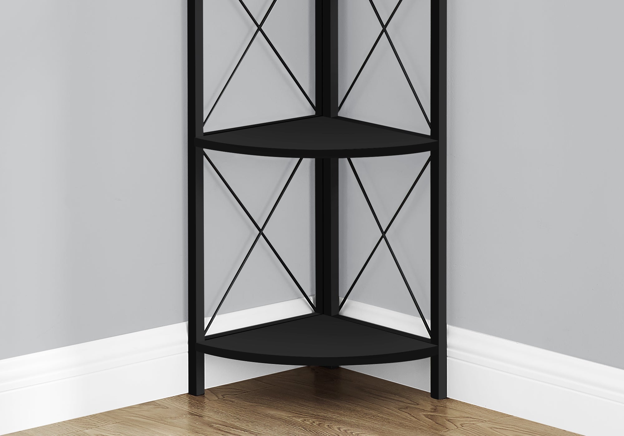I 3649 Étagère À Livres, Étagère, Étagère, Coin, 4 Niveaux, 60"h, Bureau, Chambre À Coucher, Métal, Stratifié, Noir, Contemporain, Moderne - Simple Boutique
