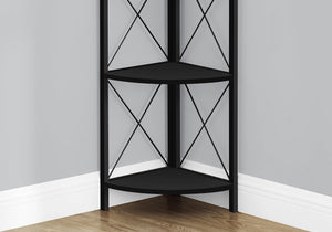 I 3649 Étagère À Livres, Étagère, Étagère, Coin, 4 Niveaux, 60"h, Bureau, Chambre À Coucher, Métal, Stratifié, Noir, Contemporain, Moderne - Simple Boutique