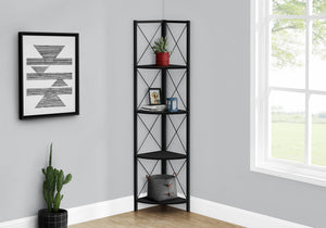I 3649 Étagère À Livres, Étagère, Étagère, Coin, 4 Niveaux, 60"h, Bureau, Chambre À Coucher, Métal, Stratifié, Noir, Contemporain, Moderne - Simple Boutique