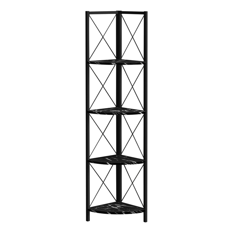 I 3650 Étagère À Livres, Étagère, Étagère, Coin, 4 Niveaux, 60"h, Bureau, Chambre À Coucher, Métal, Stratifié, D'aspect Marbre Noir, Contemporain, Moderne - Simple Boutique