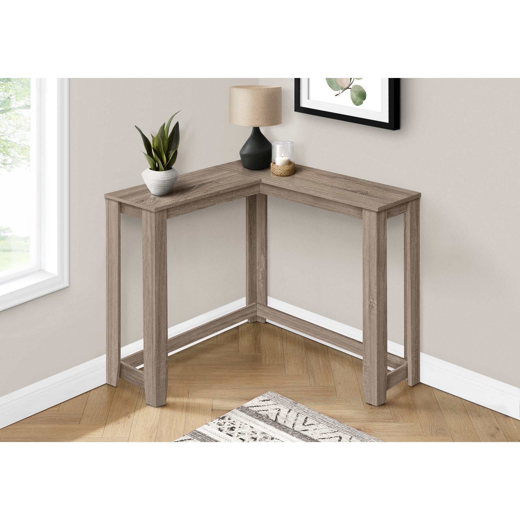 I 3659 Table D'appoint, Console D'angle, Entrée, Coin, Salon, Chambre À Coucher, Stratifié Taupe Foncé, Contemporain, Moderne - Simple Boutique