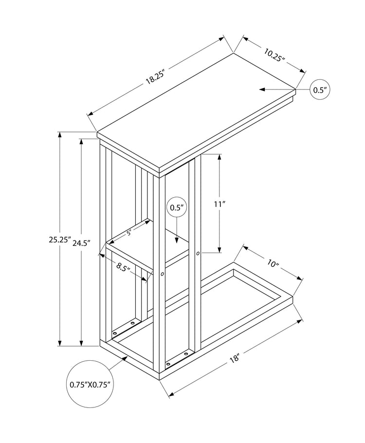 I 3675 Table D'appoint, En Forme De C, Bout, Côté, Collation, Salon, Chambre À Coucher, Métal, Stratifié, Aspect Marbre Blanc, Noir, Contemporain, Moderne - Simple Boutique