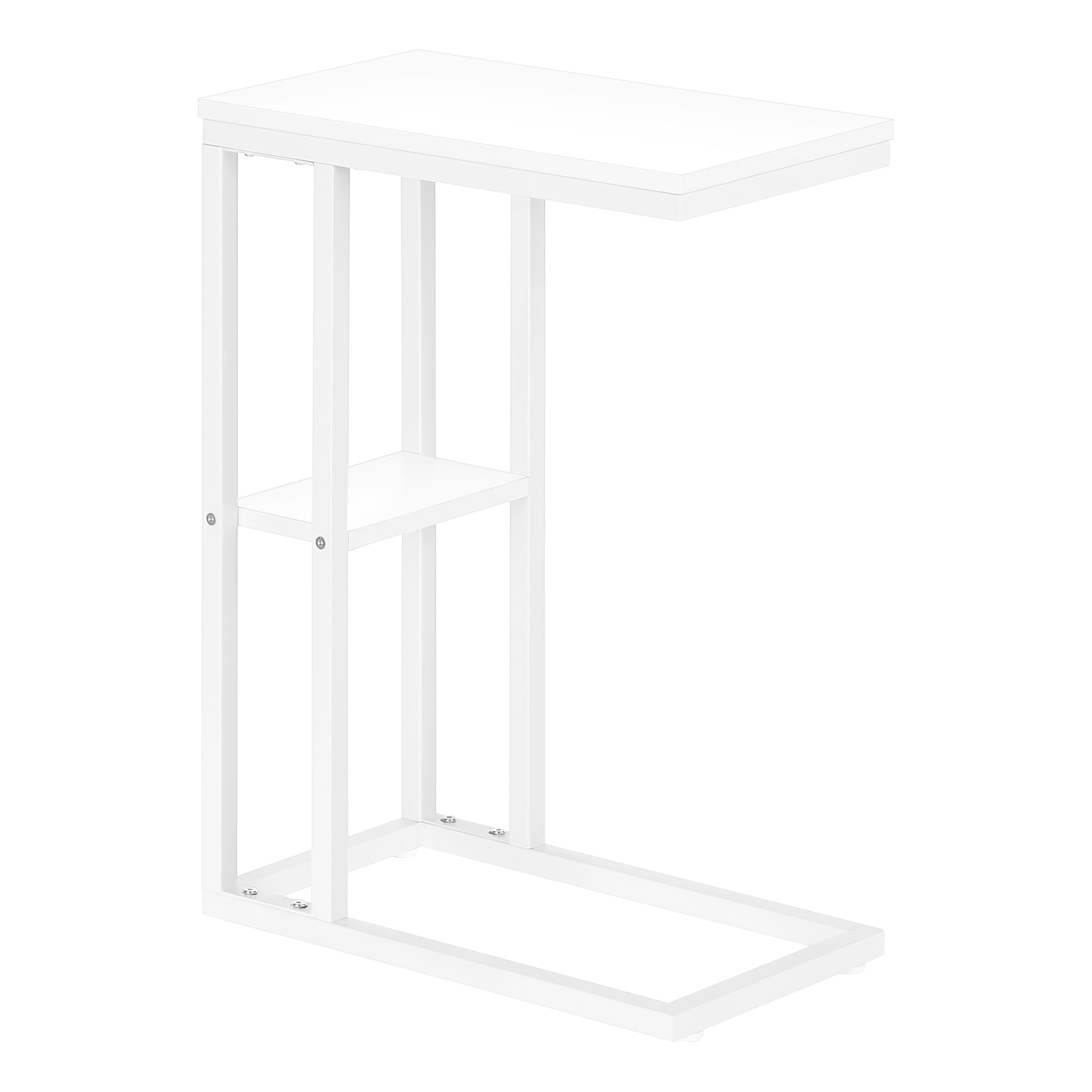 I 3676 Table D'appoint, En Forme De C, Bout, Côté, Collation, Salon, Chambre À Coucher, Métal, Stratifié, Blanc, Contemporain, Moderne - Simple Boutique