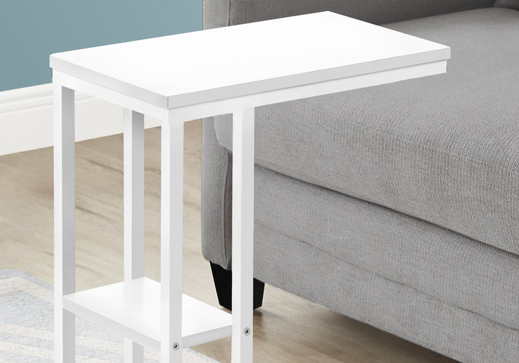 I 3676 Table D'appoint, En Forme De C, Bout, Côté, Collation, Salon, Chambre À Coucher, Métal, Stratifié, Blanc, Contemporain, Moderne - Simple Boutique