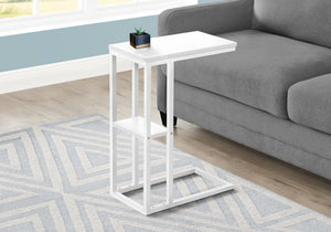 I 3676 Table D'appoint, En Forme De C, Bout, Côté, Collation, Salon, Chambre À Coucher, Métal, Stratifié, Blanc, Contemporain, Moderne - Simple Boutique