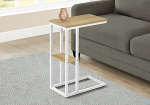 I 3677 Table D'appoint, En Forme De C, Bout, Côté, Collation, Salon, Chambre À Coucher, Métal, Stratifié, Naturel, Blanc, Contemporain, Moderne - Simple Boutique