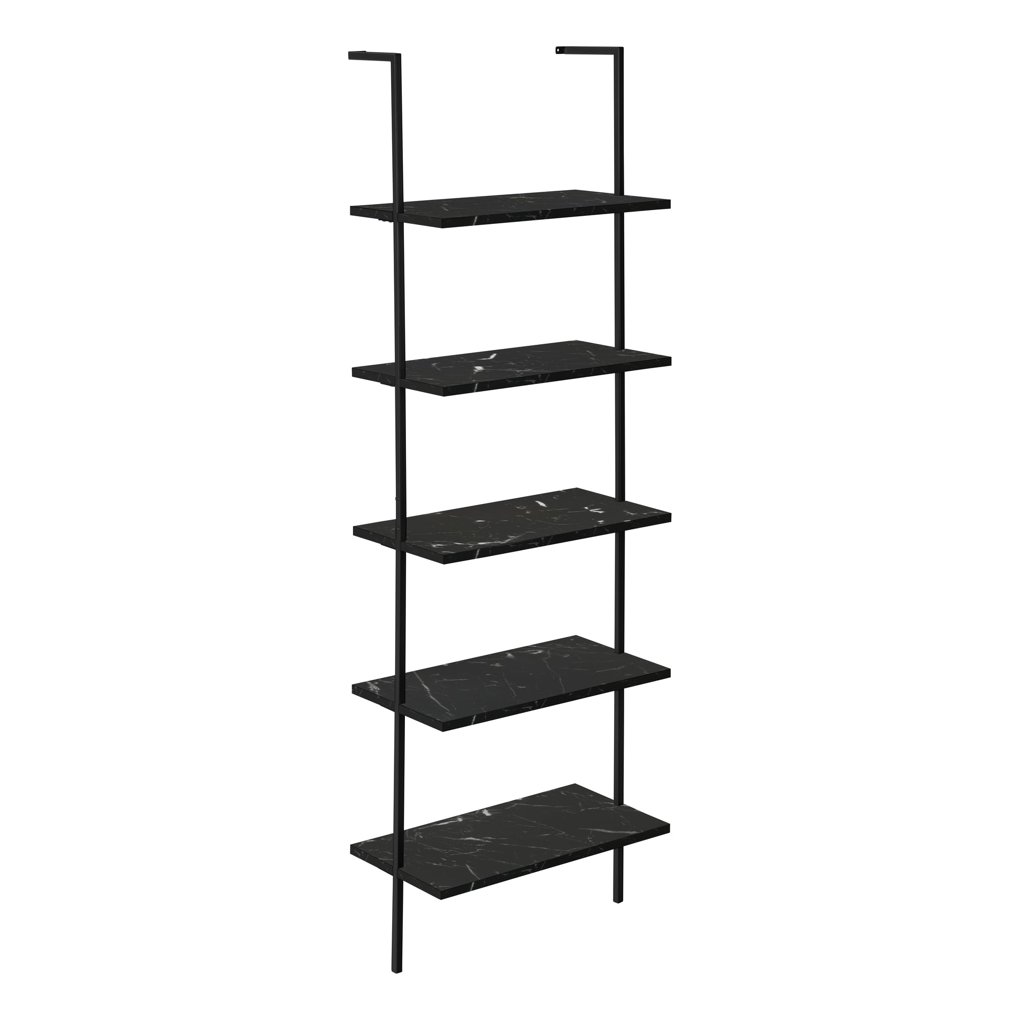 I 3684 Étagère À Livres, Étagère, Étagère, Échelle, 5 Niveaux, 72"h, Bureau, Chambre À Coucher, Métal, Stratifié, D'aspect Marbre Noir, Noir, Contemporain, Moderne - Simple Boutique