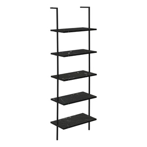 I 3684 Étagère À Livres, Étagère, Étagère, Échelle, 5 Niveaux, 72"h, Bureau, Chambre À Coucher, Métal, Stratifié, D'aspect Marbre Noir, Noir, Contemporain, Moderne - Simple Boutique