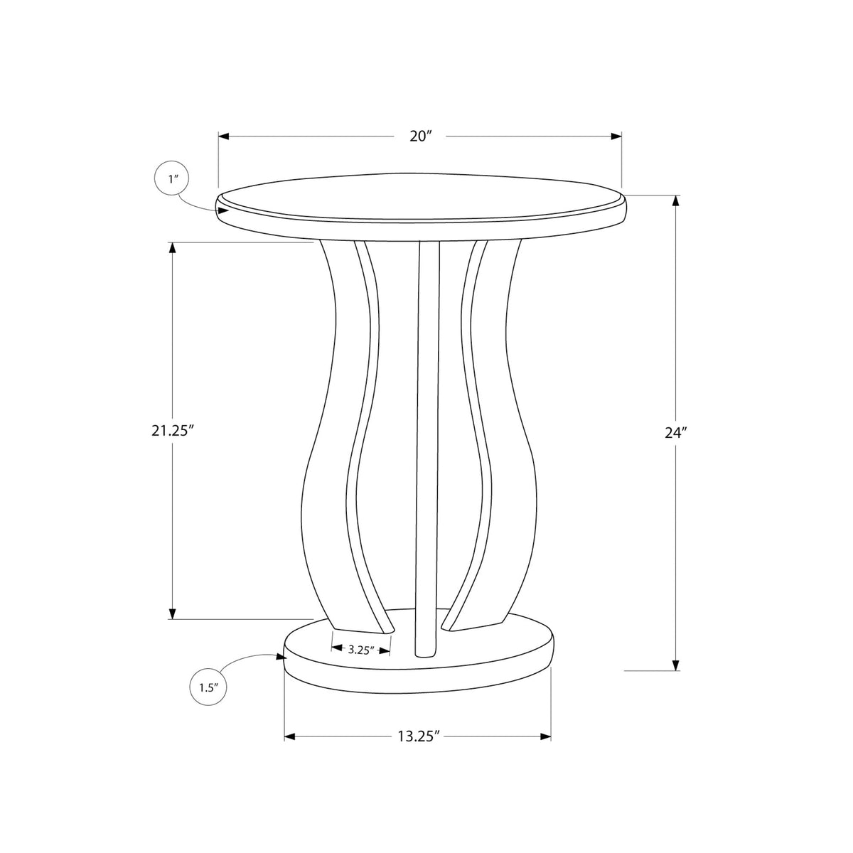 Monarch Specialties I 3726 Table D'appoint, Côté, Bout, Table De Nuit, Lampe, Salon, Chambre À Coucher, Miroir, Gris, Dégager, Transitionnel - Simple Boutique