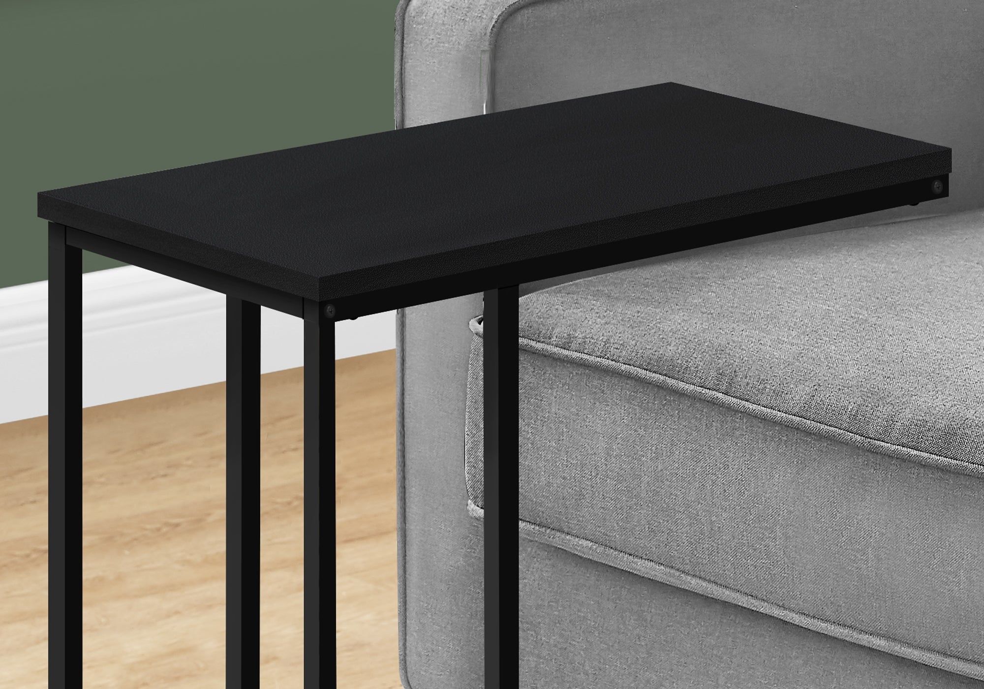 I 3761 Table D'appoint, En Forme De C, Bout, Côté, Collation, Salon, Chambre À Coucher, Métal, Stratifié, Noir, Contemporain, Moderne - Simple Boutique