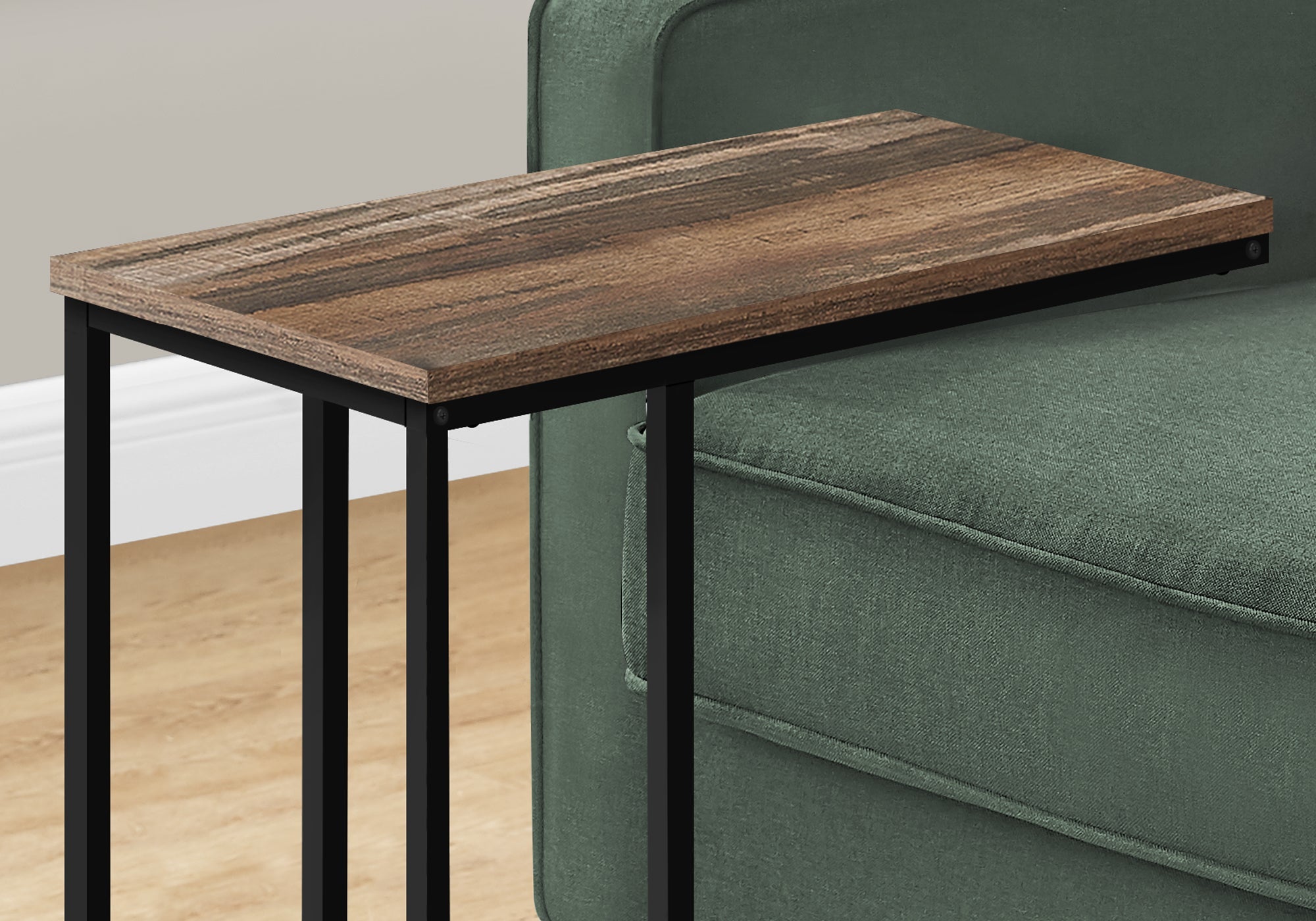 I 3764 Table D'appoint, En Forme De C, Bout, Côté, Collation, Salon, Chambre À Coucher, Métal, Stratifié, Brun, Noir, Contemporain, Moderne - Simple Boutique