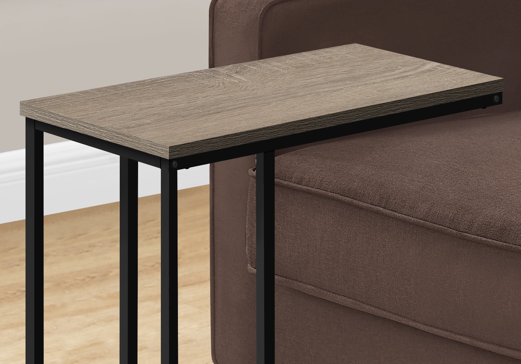 I 3766 Table D'appoint, En Forme De C, Bout, Côté, Collation, Salon, Chambre À Coucher, Métal, Stratifié, Brun, Noir, Contemporain, Moderne - Simple Boutique