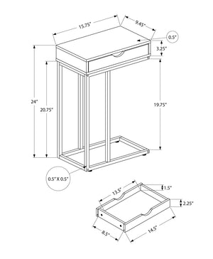 I 3770 Table D'appoint, En Forme De C, Bout, Côté, Collation, Tiroir De Rangement, Salon, Chambre À Coucher, Métal, Stratifié, Blanc, Noir, Contemporain, Moderne - Simple Boutique